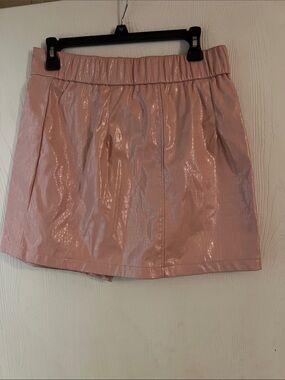like an angel Shiny Blush Pink Mini Skirt
